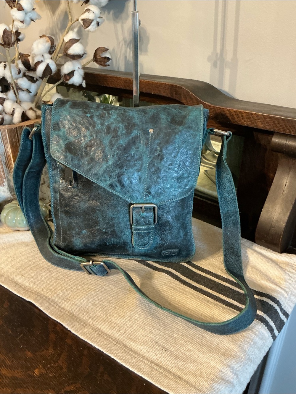 NWOT Bed Stu Leather Venice Beach Crossbody Bag Betta Blue Black Luxe MSRP $240 - Picture 3 of 12